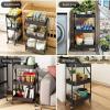 PUCNHZYNW Multifunction Kitchen Storage cart Kitchen Movable Folding Trolley, Storage Rack, Multi-Layer Floor Storage Rack, Living Room Snack Rack, Vegetable Basket Storage Rack,U view 3
