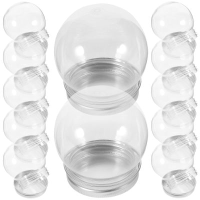 jojofuny 12pcs Christmas Ornament Candy Container with Aluminum Lid, Clear Plastic Candy Jar for Diy Snow Globe, Wedding Favor Boxes, Home Party Bottles