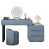 Makeup Vanity Desk with Double drawers, three-tier side cabinet, versatile storage, spacious tabletop, freely extendable, concealed handles, modern wood-style design, rounded edges(Slate blue) view 1