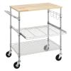 PUCNHZYNW Multifunction Kitchen Storage cart Rolling Kitchen Cart with Wood Tabletop, Kitchen Island Cart WithWheels and Slider Shelf,Utility Rolling Cart view 1