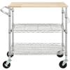 PUCNHZYNW Multifunction Kitchen Storage cart Rolling Kitchen Cart with Wood Tabletop, Kitchen Island Cart WithWheels and Slider Shelf,Utility Rolling Cart view 4