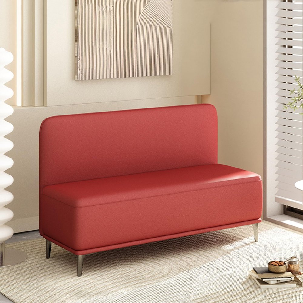 SEIFE Leather Ottoman with Storage with backrest,Storage Ottoman Footstool,Storage Benchfor Living RoomBedroomend of Bedentryway(Dark red,180cm/70.8in)