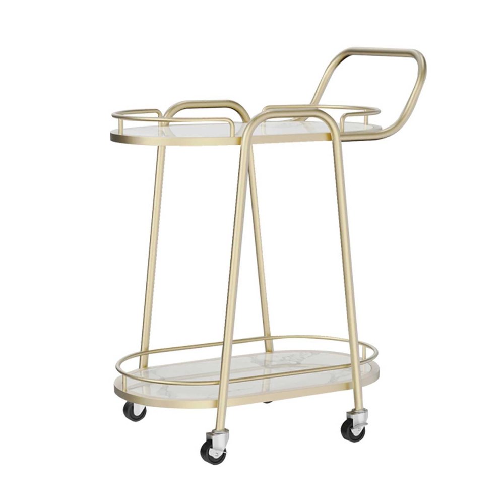 PUCNHZYNW Multifunction Kitchen Storage cart 2 Tier Bar Cart Kitchen Cart on Wheels, Modern Portable Coffee Cart Table for Home, Utility Mobile Serving Cart,Utility Rolling Cart