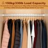 24 28 32 36 40 in Closet Rod, Aluminum Alloy Closet Valet with Support Brackets, Waterproof Matte Clothes Drying Hanging Bar for Laundry Room(Silver,46in/116.8cm) view 2