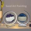 Cordore 3D Moving Sand Art Desk Lamp 3D Moving Sand Art Rotating Hourglass Decoration Creative Art Creative Sea Glass Quicksand Painting Night Light (Purple Black, Plug-in Style) view 3