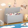 lafengyan Kids Wooden Toy Storage Box with Safety Hinged Lid for Children Ages 2 and Up - Durable MDF Construction, Gray Finish (Gray + MDF) view 2