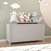 lafengyan Kids Wooden Toy Storage Box with Safety Hinged Lid for Children Ages 2 and Up - Durable MDF Construction, Gray Finish (Gray + MDF) view 3