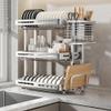 3-Tier Stainless Steel Dish Drying Rack with Drainboard & Cutting Board Holder, Space-Saving Kitchen Organizer for Plates, Cups & Utensils - Durable & Stylish view 1