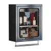 Stainless Steel Wall Cabinet with Flip-up Tempered Glass Door Bathroom Storage Cabinets Wall-Mounted Storage Rack for Homes, Apartments, Rental Properties, Dormitories(Black,40 * 18 * 50cm) view 1