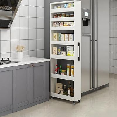 Slim Storage Cart - 7-Tier Rolling Shelf with Wheels for Kitchen, Pantry & Dining Room - Space-Saving Organizer for Small Areas, Easy Mobility & Versatile Storage Solutions