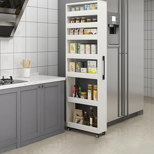 Slim Storage Cart - 7-Tier Rolling Shelf with Wheels for Kitchen, Pantry & Dining Room - Space-Saving Organizer for Small Areas, Easy Mobility & Versatile Storage Solutions