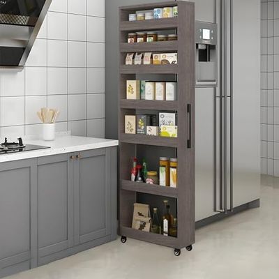Slim Rolling Storage Cart, 7-Tier Mobile Shelf with Wheels for Kitchen, Pantry & Dining Room - Space-Saving Organizer for Easy Access & Efficient Storage