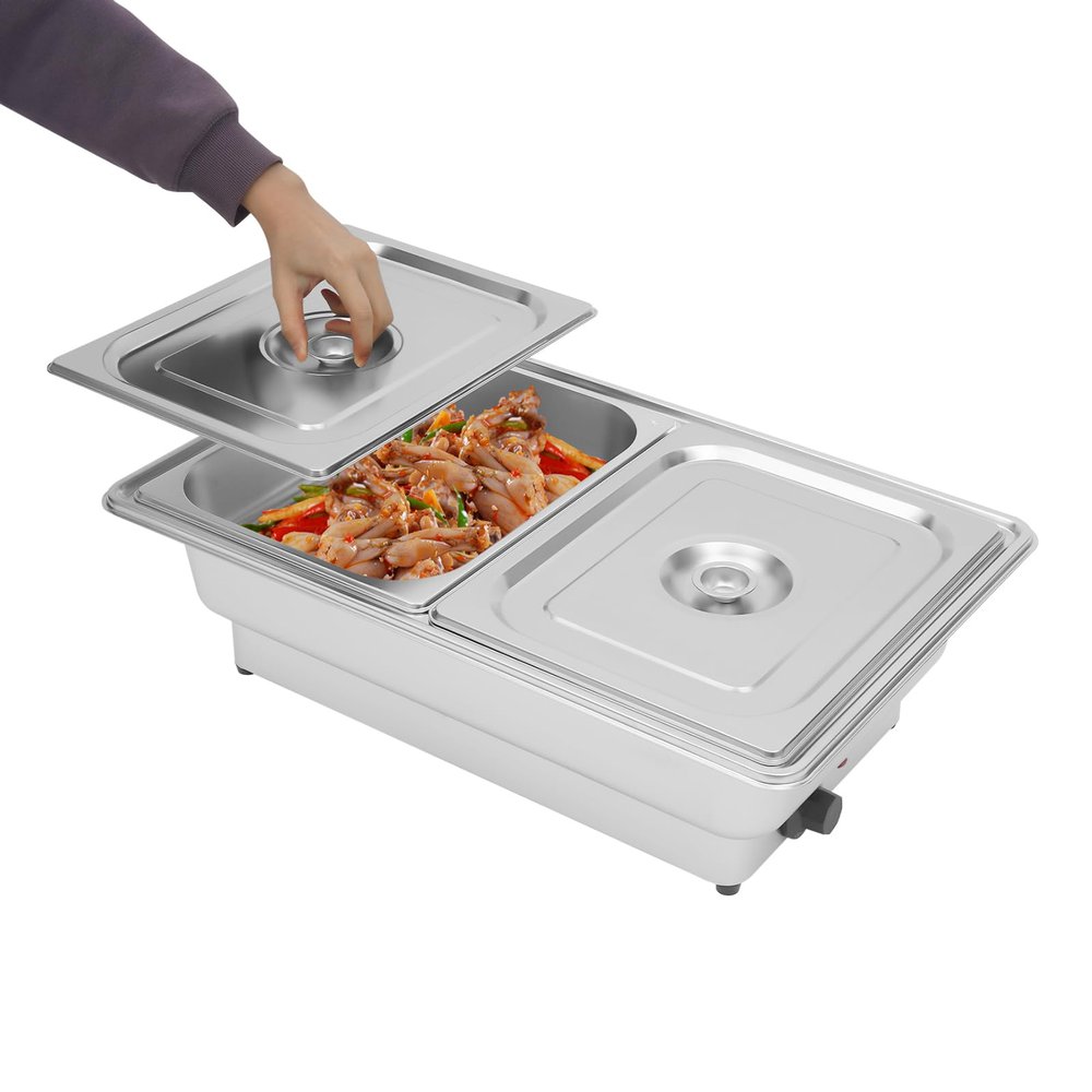 Electric Chafing Dish Buffet Set, 600W Stainless Steel Buffet Server, Food Warmer with Temperature Control for Buffets, for Parties, Catering, Festivals (9L)