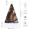 BWQMNT Christmas Hat Bengal Tiger Xmas Hat White Plush Santa Hats for Adults for New Year Party view 2