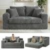3-in-1 Convertible Sofa Bed: Boneless Loveseat Sleeper & Folding Couch Bed with 4 Pillows & Detachable Cushion, Furry Futon Couch for Bedroom, Apartment, Office and Living Room, No Assembly, Grey view 1