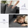 3-in-1 Convertible Sofa Bed: Boneless Loveseat Sleeper & Folding Couch Bed with 4 Pillows & Detachable Cushion, Furry Futon Couch for Bedroom, Apartment, Office and Living Room, No Assembly, Grey view 4