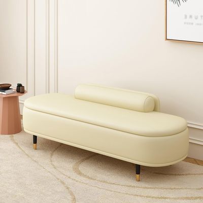 TUPAFJU Entryway Leather Storage Ottoman with backrest,Storage Ottoman Footstool,Storage Benchfor Living RoomBedroomend of Bed(Beige,120cm/47in)