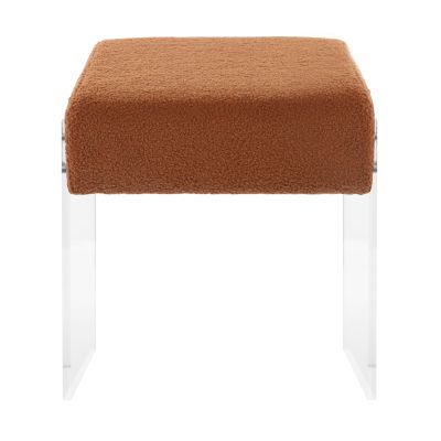 BFDIEEM Modern Multifunctional Vanity S Tool Foot Rest, Vanity Stool Chair, Makeup Stool Chair with Wool & Acrylic Leg for Makeup Room, Living Room, Bedroom, Balconies, Patios, Entrances, Brown