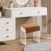 BFDIEEM Modern Multifunctional Vanity S Tool Foot Rest, Vanity Stool Chair, Makeup Stool Chair with Wool & Acrylic Leg for Makeup Room, Living Room, Bedroom, Balconies, Patios, Entrances, Brown view 2