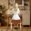 BFDIEEM Modern Multifunctional Vanity S Tool Foot Rest, Vanity Stool Chair, Makeup Stool Chair with Wool & Acrylic Leg for Makeup Room, Living Room, Bedroom, Balconies, Patios, Entrances, Brown view 3