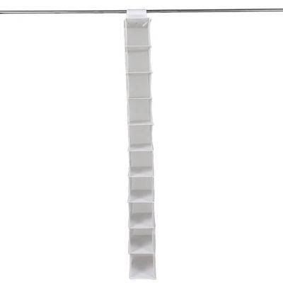 10 Shelf Hanging Shoe Organizer in Arctic White, Non Woven Material, for Adult and Child Storage