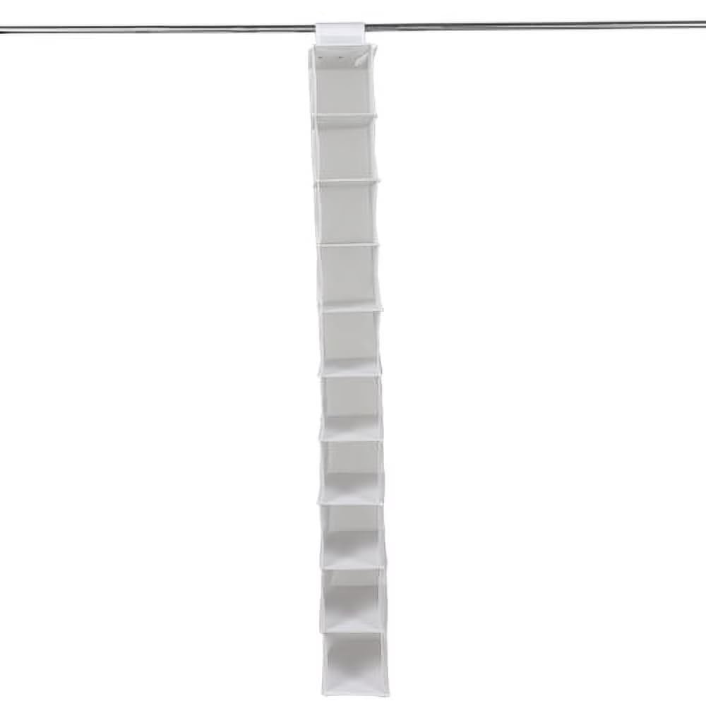 10 Shelf Hanging Shoe Organizer in Arctic White, Non Woven Material, for Adult and Child Storage