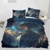 GKPLY Fantasy Comforter Cover, Mushrooms Duvet Cover Set, Mysterious Blue Bedding & Home Decor, Zipper & Ties, Reversible Print Comforter Set & 2 Pillow Cases, California King view 2