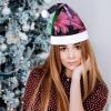 BWQMNT Christmas Hat Flower Purple Butterfly Xmas Hat White Plush Santa Hats for Adults for New Year Party view 4
