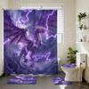 4 Piece Dragon Shower Curtain Set with Non-Slip Rugs, Toilet Lid Cover, Bath Mat Purple Lightning Storm Dragon Fantasy Bathroom Decor with 12 Hooks, 72 x 72 Inch view 2