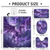 4 Piece Dragon Shower Curtain Set with Non-Slip Rugs, Toilet Lid Cover, Bath Mat Purple Lightning Storm Dragon Fantasy Bathroom Decor with 12 Hooks, 72 x 72 Inch view 4