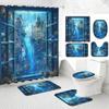 4 Piece Underwater Shower Curtain Set with Non-Slip Rugs, Toilet Lid Cover, Bath Mat Fantasy Ocean City Coral Reef Window View Bathroom Decor with 12 Hooks, 72 x 72 Inch view 2