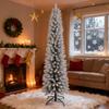 LAMPHOME 7FT Flocked PVC Pencil Tree - 469 Slim Tips, Wrap Design, Metal Stand for Small-Space Xmas view 1