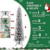 LAMPHOME 7FT Flocked PVC Pencil Tree - 469 Slim Tips, Wrap Design, Metal Stand for Small-Space Xmas view 3