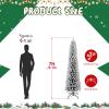 LAMPHOME 7FT Flocked PVC Pencil Tree - 469 Slim Tips, Wrap Design, Metal Stand for Small-Space Xmas view 4