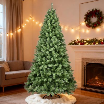DUOKANOW 8ft Unlit Christmas Tree with 1430 Steel Branch Tip,Premium Full Hinged Spruce Christmas Tree with Foldable Base, Artificial Xmas Tree for Easy Holiday Setup