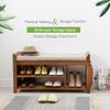 Farmhouse Shoe Bench, 2-Tier Storage with Padded Seat for Entryways, Bedrooms & Bathrooms view 3
