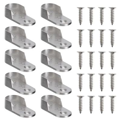 Closet Rod Holders 80Pcs Oval Wardrobe Closet Rod End Supports Brackets Clothes Hanging Holder Tube Support fwith Screws