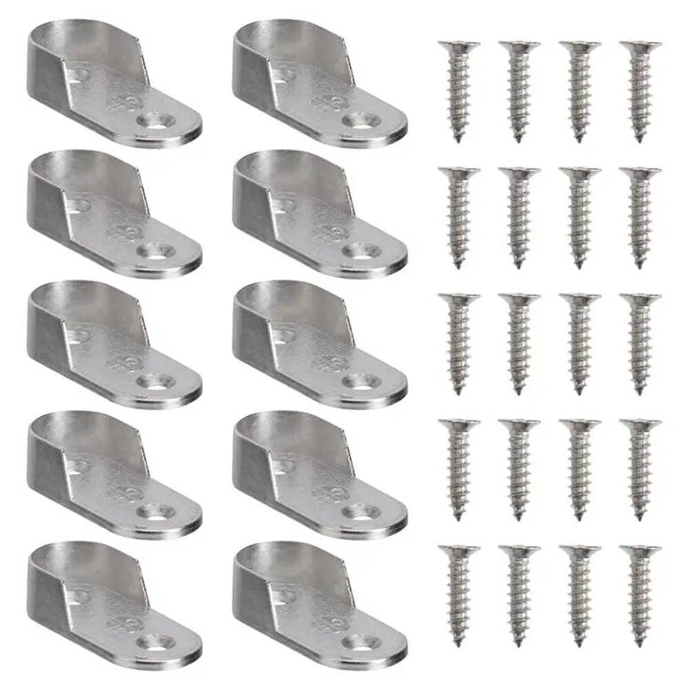 Closet Rod Holders 80Pcs Oval Wardrobe Closet Rod End Supports Brackets Clothes Hanging Holder Tube Support fwith Screws