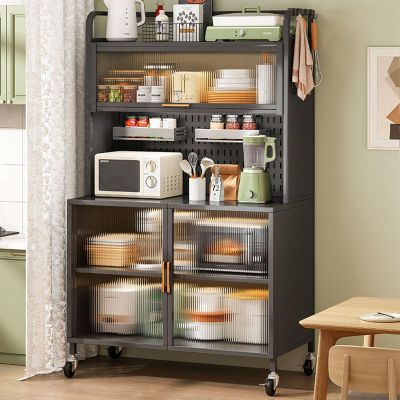 5-Tier Bakers Rack for Kitchen, Free Standing Storage Shelf, Coffee Bar with Microwave Oven Space, Spice & Pot Organizer, Modern Design (70x42x154cm)