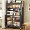 5-Tier Bakers Rack for Kitchen, Free Standing Storage Shelf, Coffee Bar with Microwave Oven Space, Spice & Pot Organizer, Modern Design (70x42x154cm) view 1