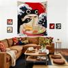 puuiui Funny Frog Tapestry Anime Cool Japanese Tapestry Wall Hanging Japan Wave Large Wall Mural for Bedroom Living Room Office Decor, 59.1 x 59.1 Inch view 4