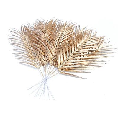 10-Pack Artificial Flowers Tropical Palm Fronds, Bendable Faux Leaves for Party Decor, Wedding Centerpieces & Home Jungle Themes(Gold)
