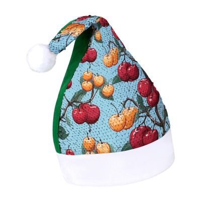 FekiLoot Cherry Pattern Christmas Hats Adults Flip Sequin Xmas Hat Glittery Santa Claus Hat for New Year Party Headwear