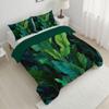 ANALTIRCE Coverless Quilt Set with 2 Pillowcases, 7.5 Tog 80" x 90" Size Reversible Duvet All Seasons with Tropical Plants Pattern, Lightweight and Warm Green 3 Comforter Full view 2