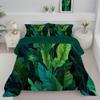 ANALTIRCE Coverless Quilt Set with 2 Pillowcases, 7.5 Tog 80" x 90" Size Reversible Duvet All Seasons with Tropical Plants Pattern, Lightweight and Warm Green 3 Comforter Full view 3