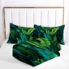 ANALTIRCE Coverless Quilt Set with 2 Pillowcases, 7.5 Tog 80" x 90" Size Reversible Duvet All Seasons with Tropical Plants Pattern, Lightweight and Warm Green 3 Comforter Full view 4