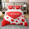Manfei Happy Valentine's Day Kids Duvet Cover Set Queen Size 100% Cotton,Romantic Love Heart Flowers Room Decor,Modern Fashion Chic Quilt Cover,White Red,2 Pillowcases(No Filler) view 3