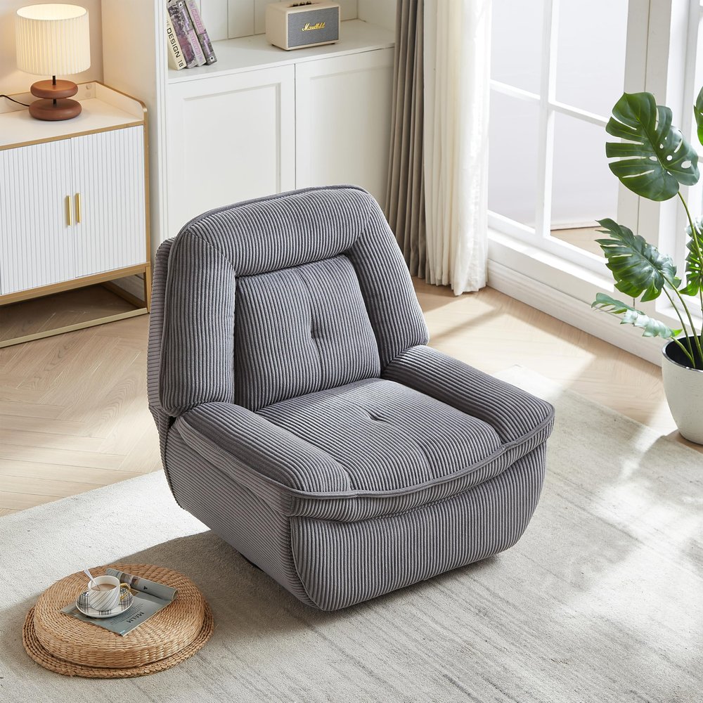 360 Degree Corduroy Swivel Upholstered Manual Recliner Chair,Theater Recliner Sofa,Nursery Glider Rocker for Living Room