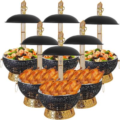 Chafing Dishes for Buffet 6 Pack, [Matte Black and Gold] Chafing Dish Buffet Set, 8QT [Scratch Resistant Finish] Food Warmer, Buffet Servers and Warmers for Parties, Catering Supplies, Events (6)