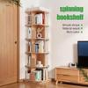 5-Tier Rotating Bookshelf, 360 Stackable Pine Wood Bookcase, Space-Saving Solid Wood Storage Rack, Multi-Functional Floor Standing Display for Small Spaces view 2